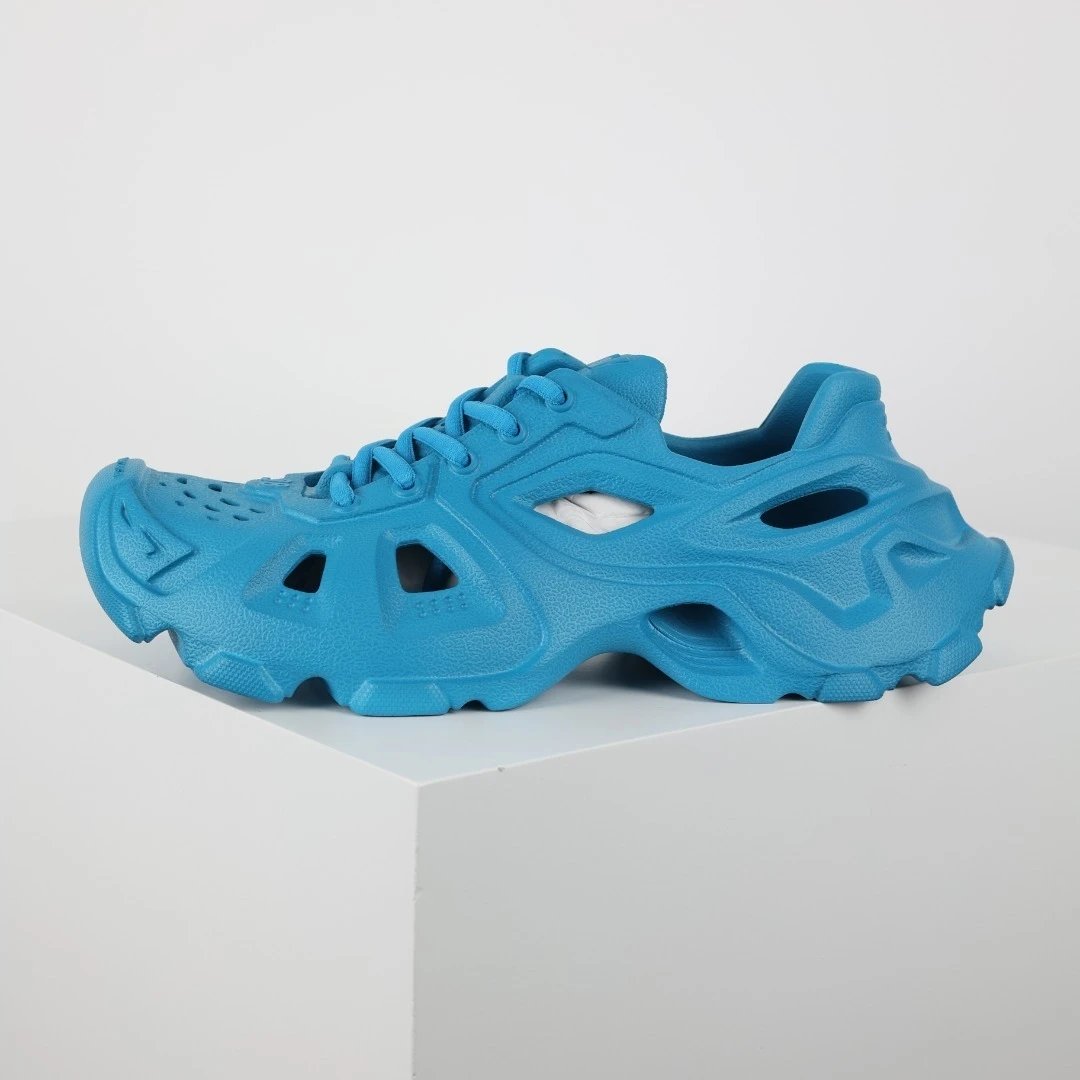 Unbranded Sneakers Lace-Up Cutout Chunky — Balenciaga Hole Drag Blue