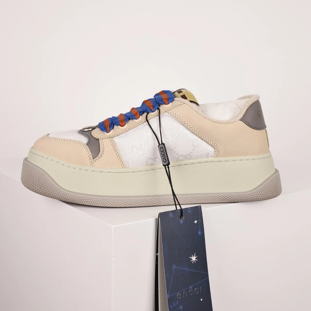Gucci Sneakers Basket platform — Gucci platform small dirty shoes white brown