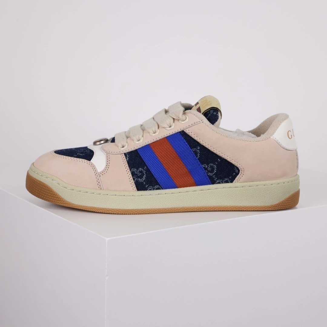 Gucci Sneakers Screener low-top with GG canvas and Web stripe — Gucci small dirty shoes black and blue