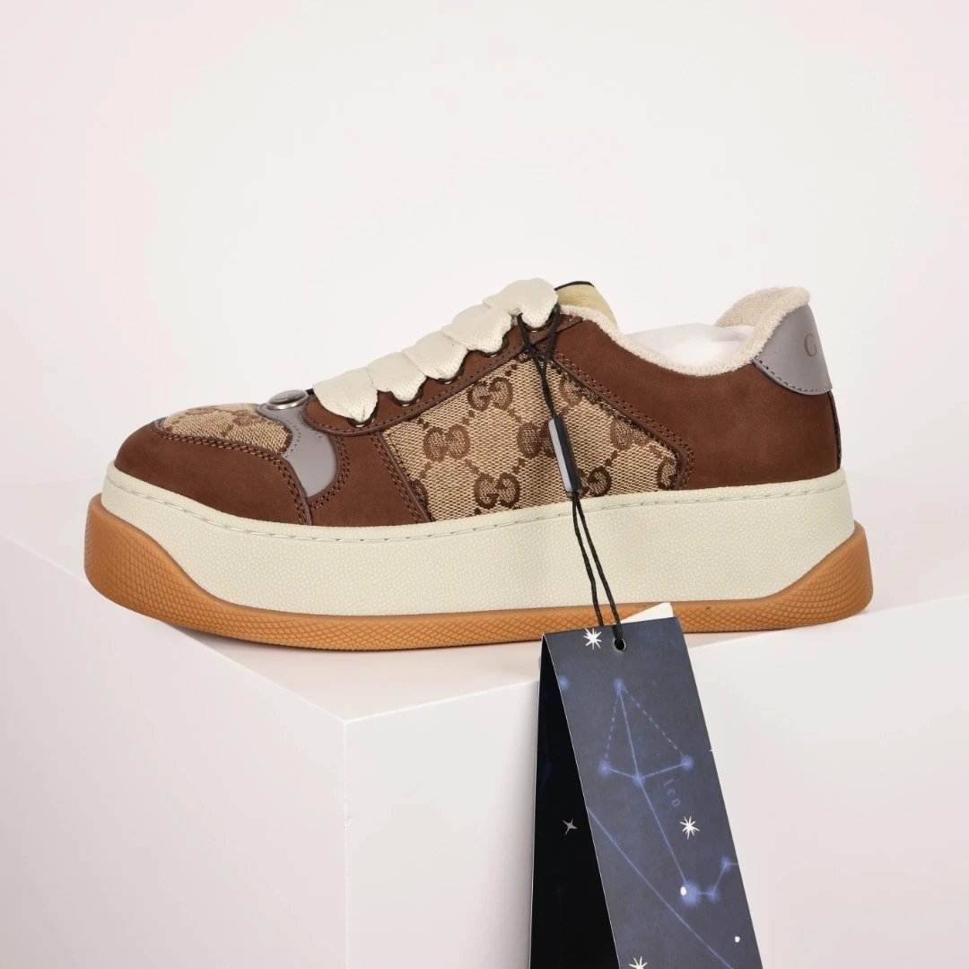 Gucci Sneakers Basket platform — Gucci platform small dirty shoes brown