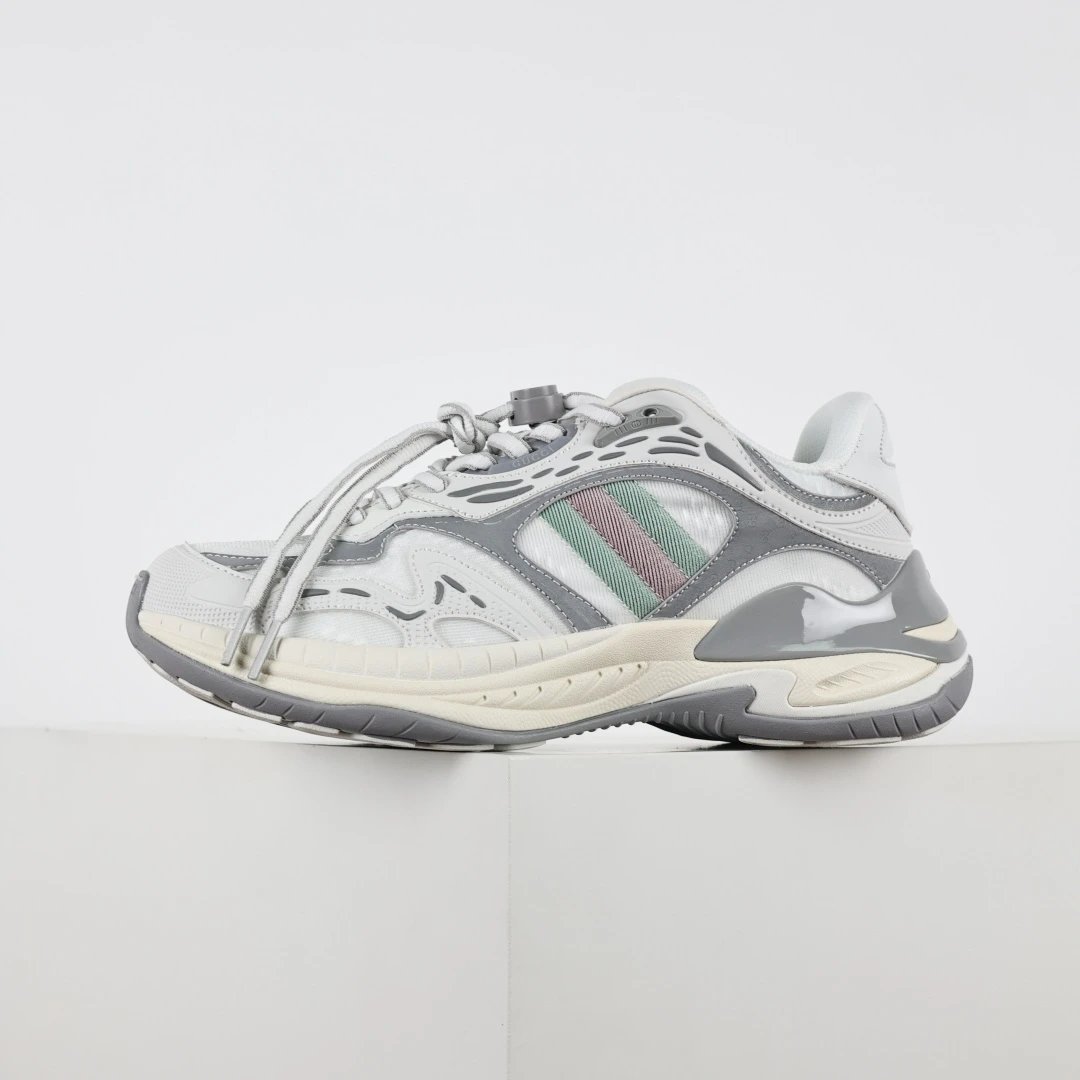 Unbranded Sneakers Chunky low-top with striped side panels — GUCCI LEATHER GREY