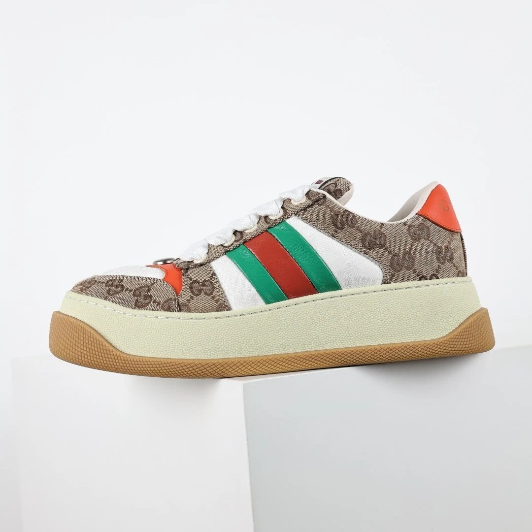 Gucci Sneakers Basket platform — Gucci platform small dirty shoes brown green
