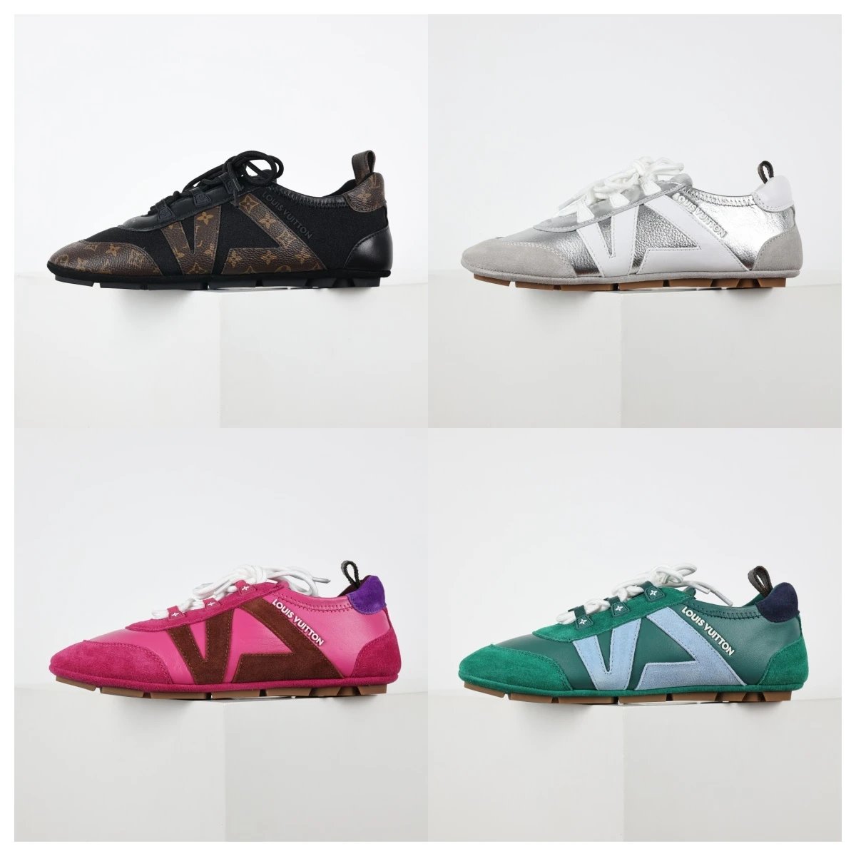 Louis Vuitton Sneakers Low-Profile Lace-Up with V Overlays image 1