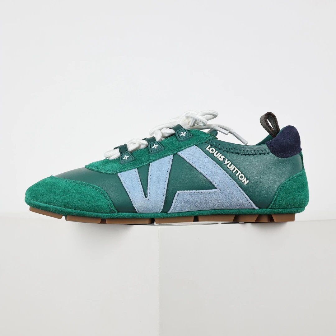 Louis Vuitton Sneakers Low-Profile Lace-Up with V Overlays — LV Ballet Sneakers Green