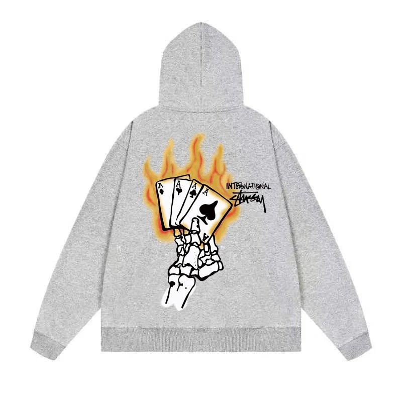 Stussy International Four Aces Flame Hoodie Black - 9