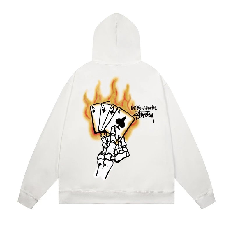Stussy International Four Aces Flame Hoodie Black - 8