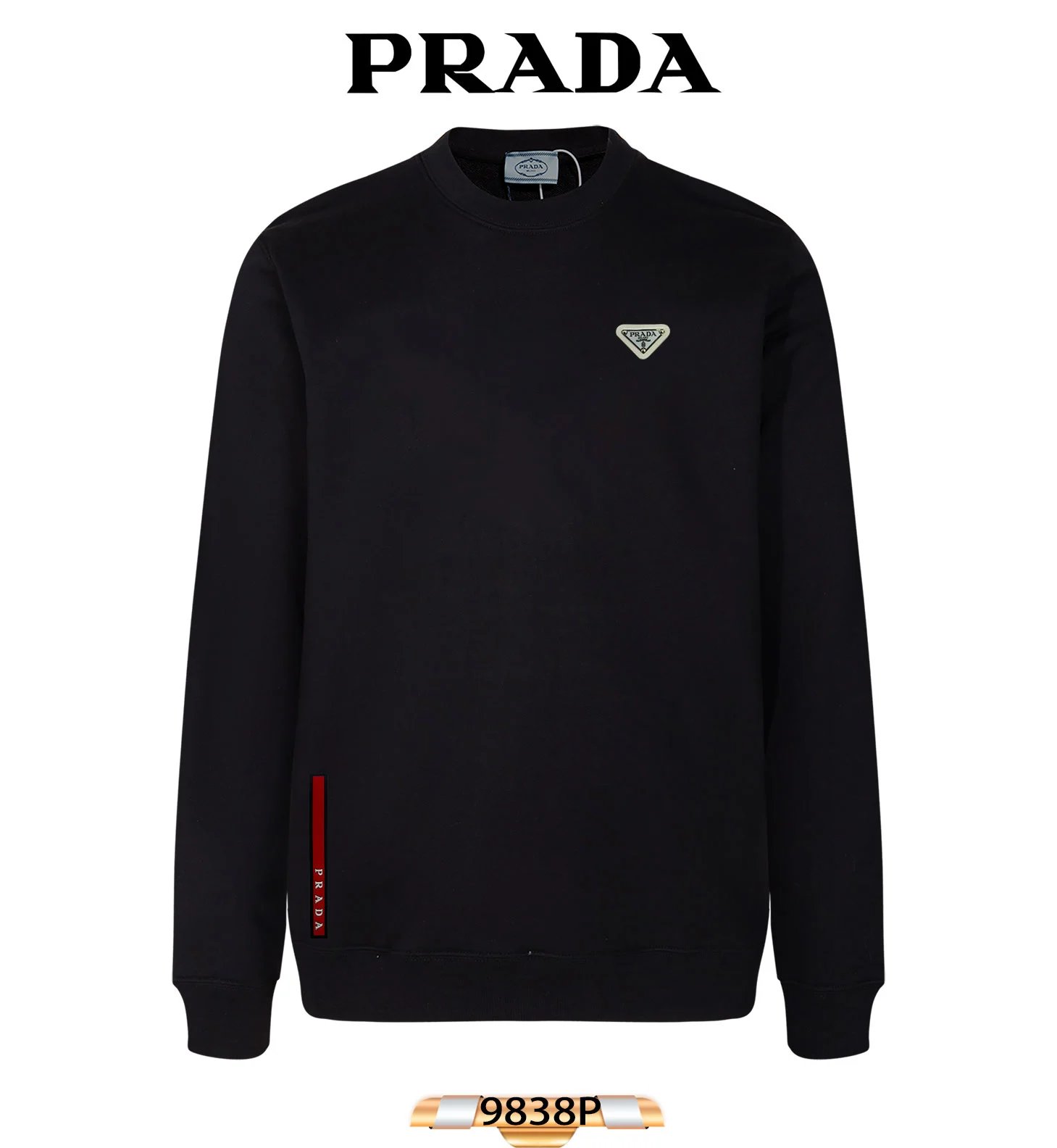 Prada Triangle Patch Black Sweatshirt Sweater - 19