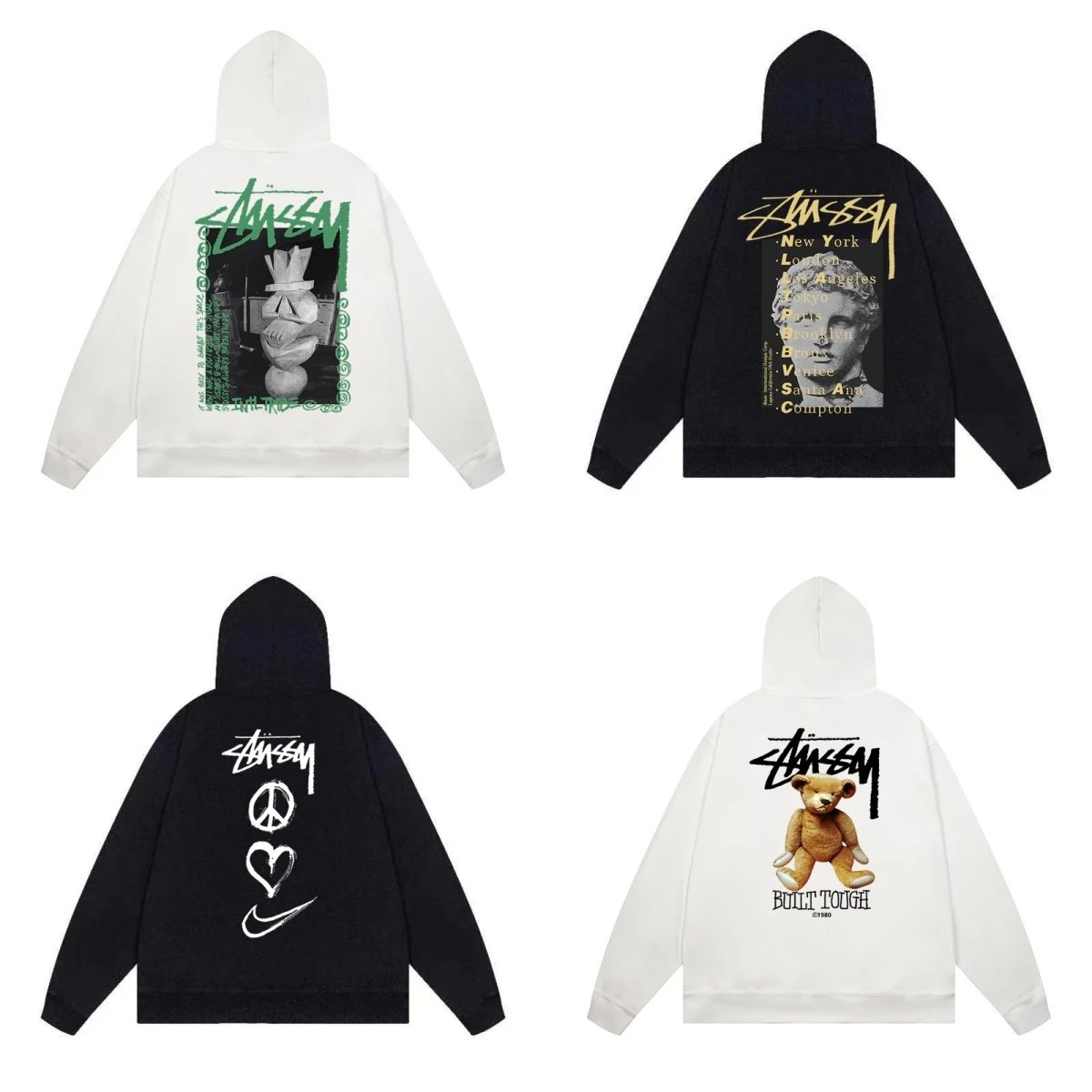 Stussy International Four Aces Flame Hoodie Black - 3