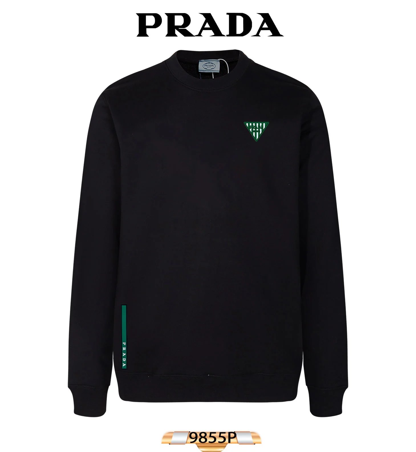 Prada Triangle Patch Black Sweatshirt Sweater - 25