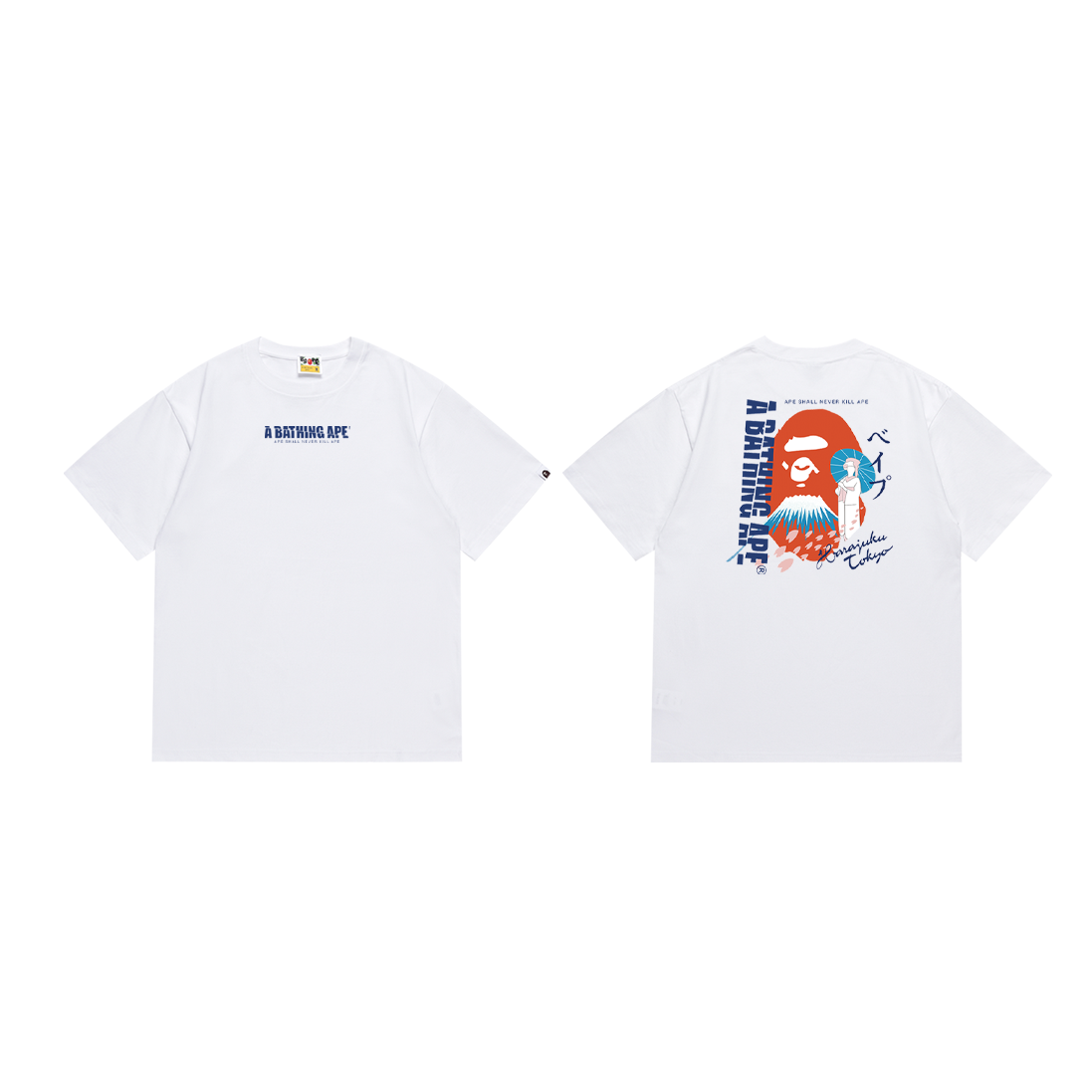 A Bathing Ape Shark Camo Hoodie Character T-Shirt White - 10