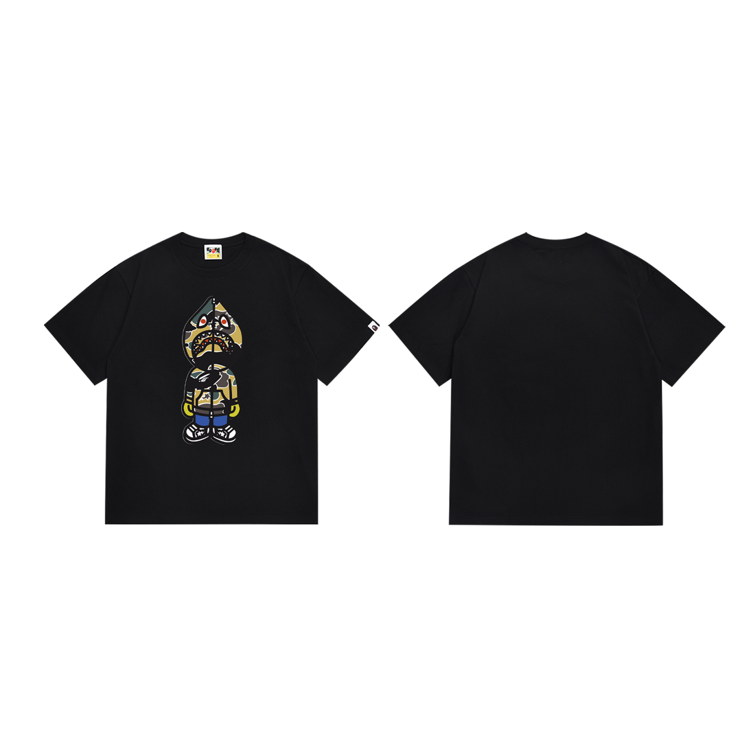 A Bathing Ape Shark Camo Hoodie Character T-Shirt White - 16