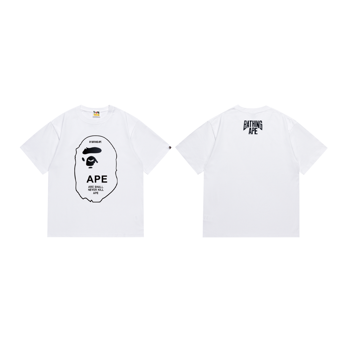 A Bathing Ape Shark Camo Hoodie Character T-Shirt White - 12
