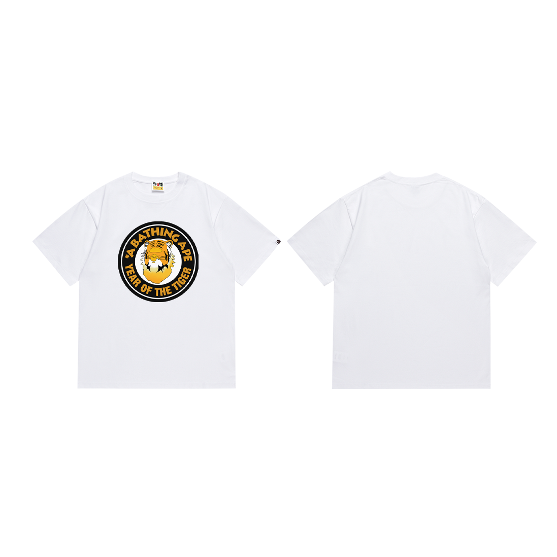A Bathing Ape Shark Camo Hoodie Character T-Shirt White - 14