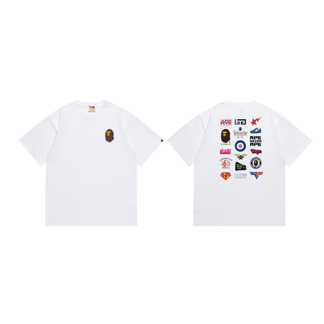 A Bathing Ape Shark Camo Hoodie Character T-Shirt White - 8