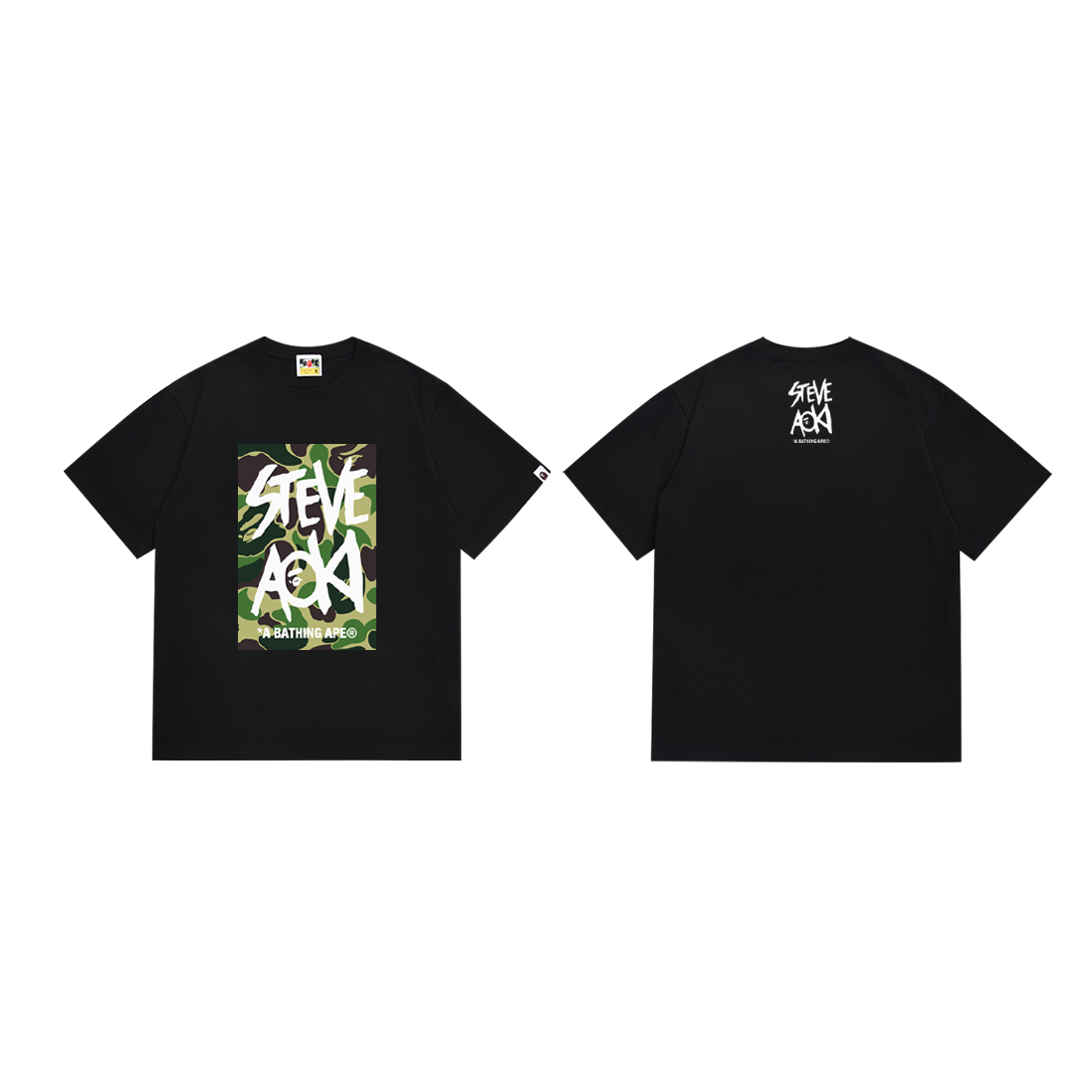 A Bathing Ape Shark Camo Hoodie Character T-Shirt White - 5