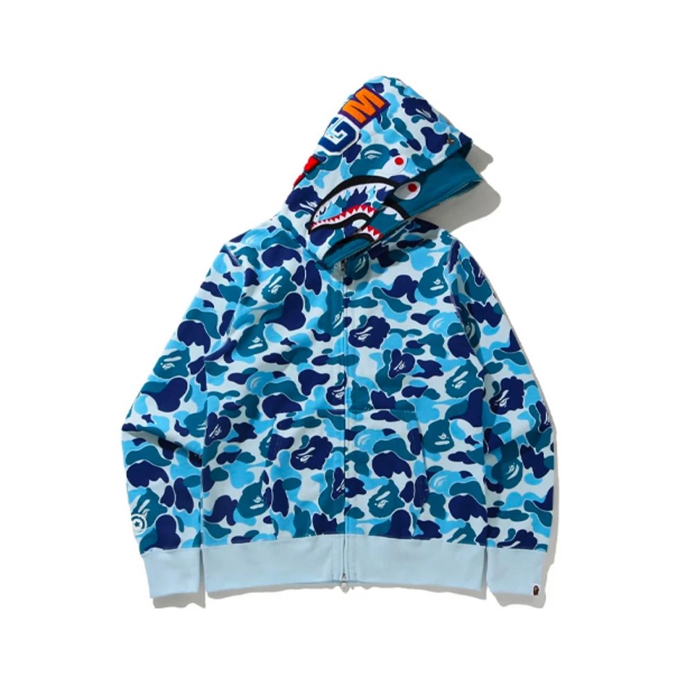 A Bathing Ape Shark Camo Zip-Up Hoodie Black - 21