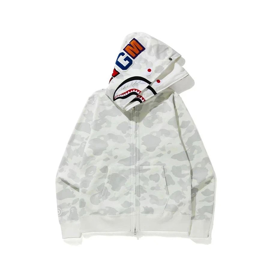 A Bathing Ape Shark Camo Zip-Up Hoodie Black - 28