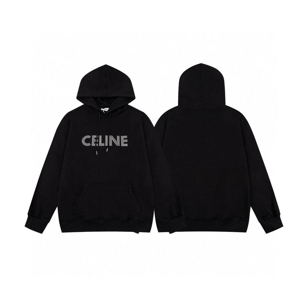 Celine Logo Hoodie Black - 28