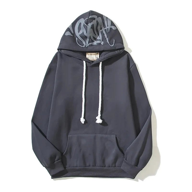 Design Graffiti Hoodie and Sweatpants Set Charcoal Gray Tracksuit - 4