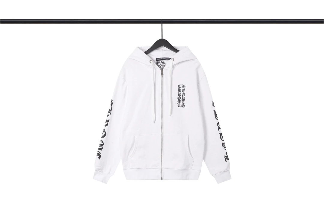 Chrome Hearts Logo Zip-Up Hoodie White - 27