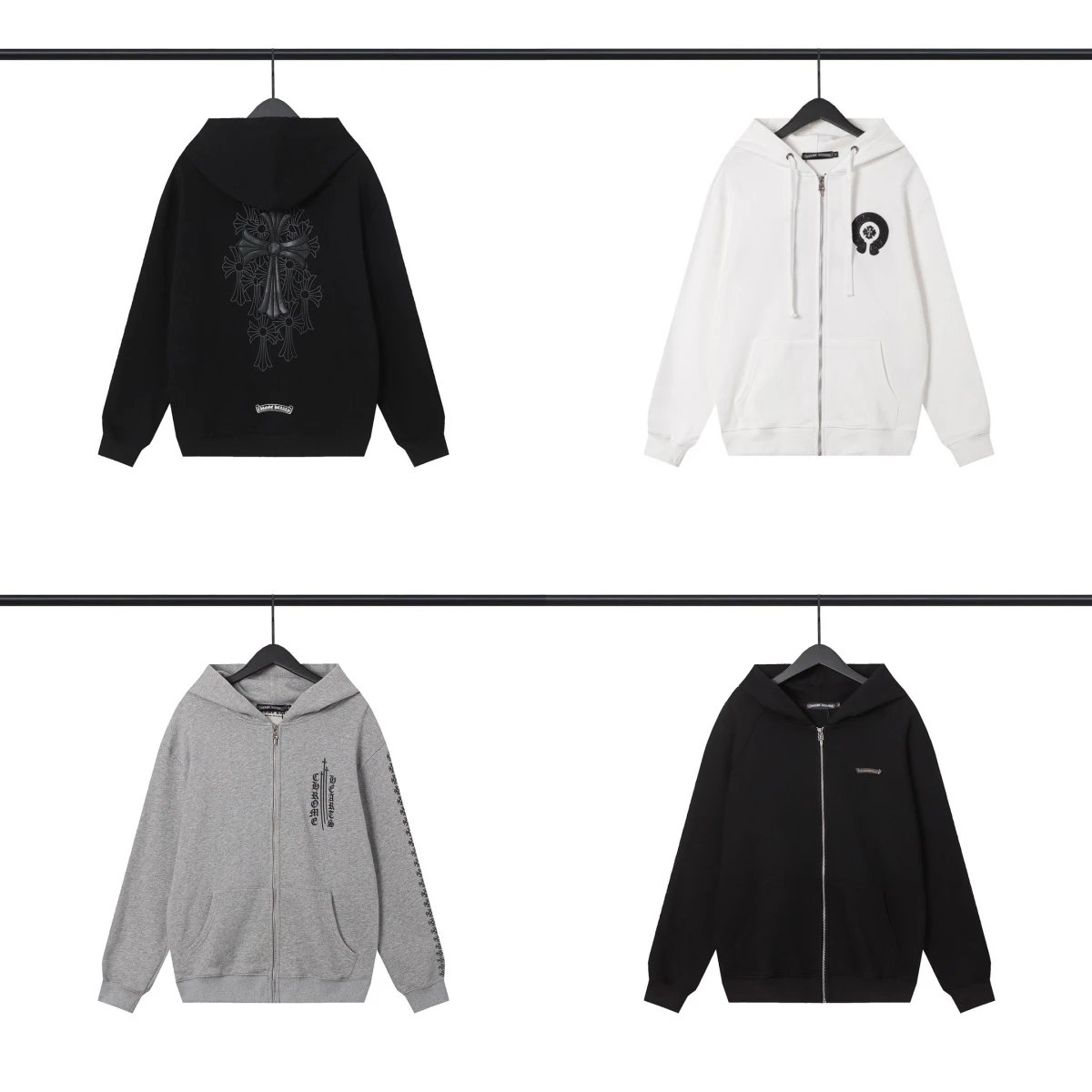 Chrome Hearts Logo Zip-Up Hoodie White - 10