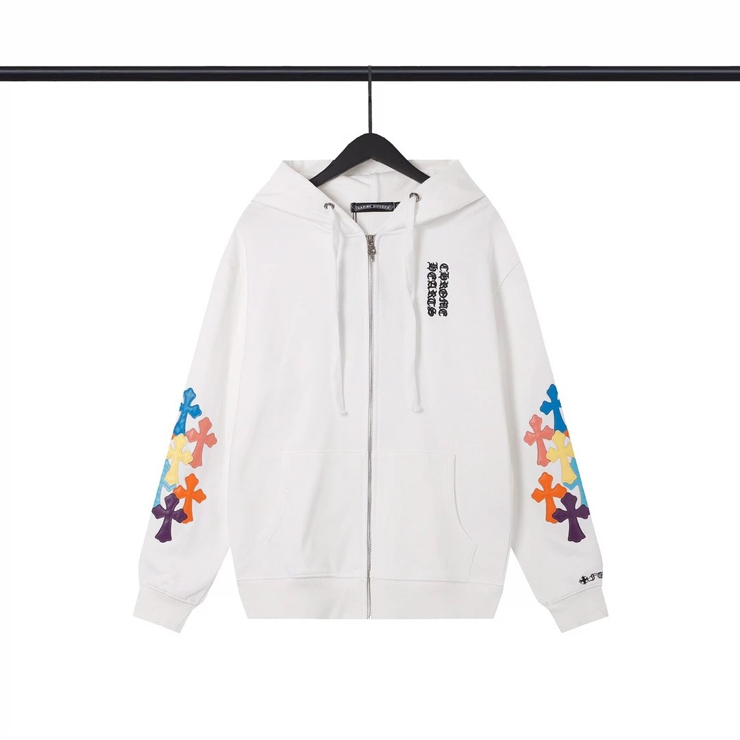 Chrome Hearts Logo Zip-Up Hoodie White - 29