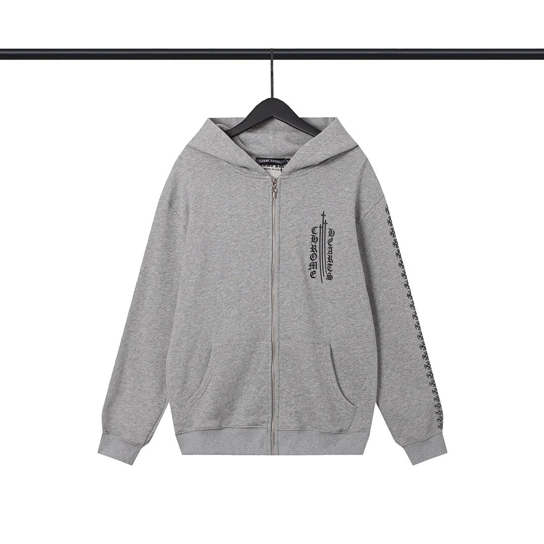 Chrome Hearts Logo Zip-Up Hoodie White - 12