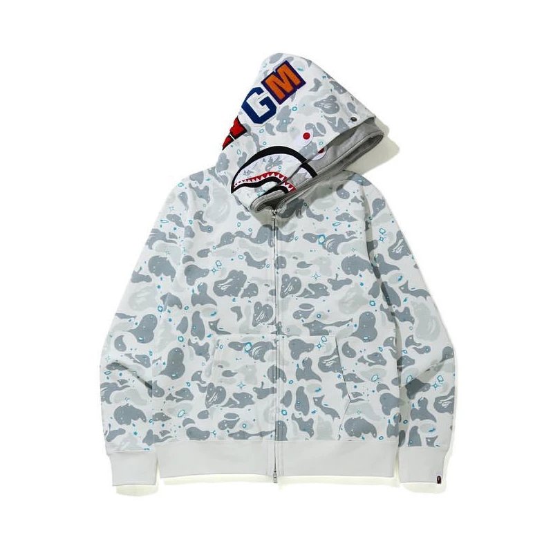 A Bathing Ape Shark Camo Zip-Up Hoodie Black - 30