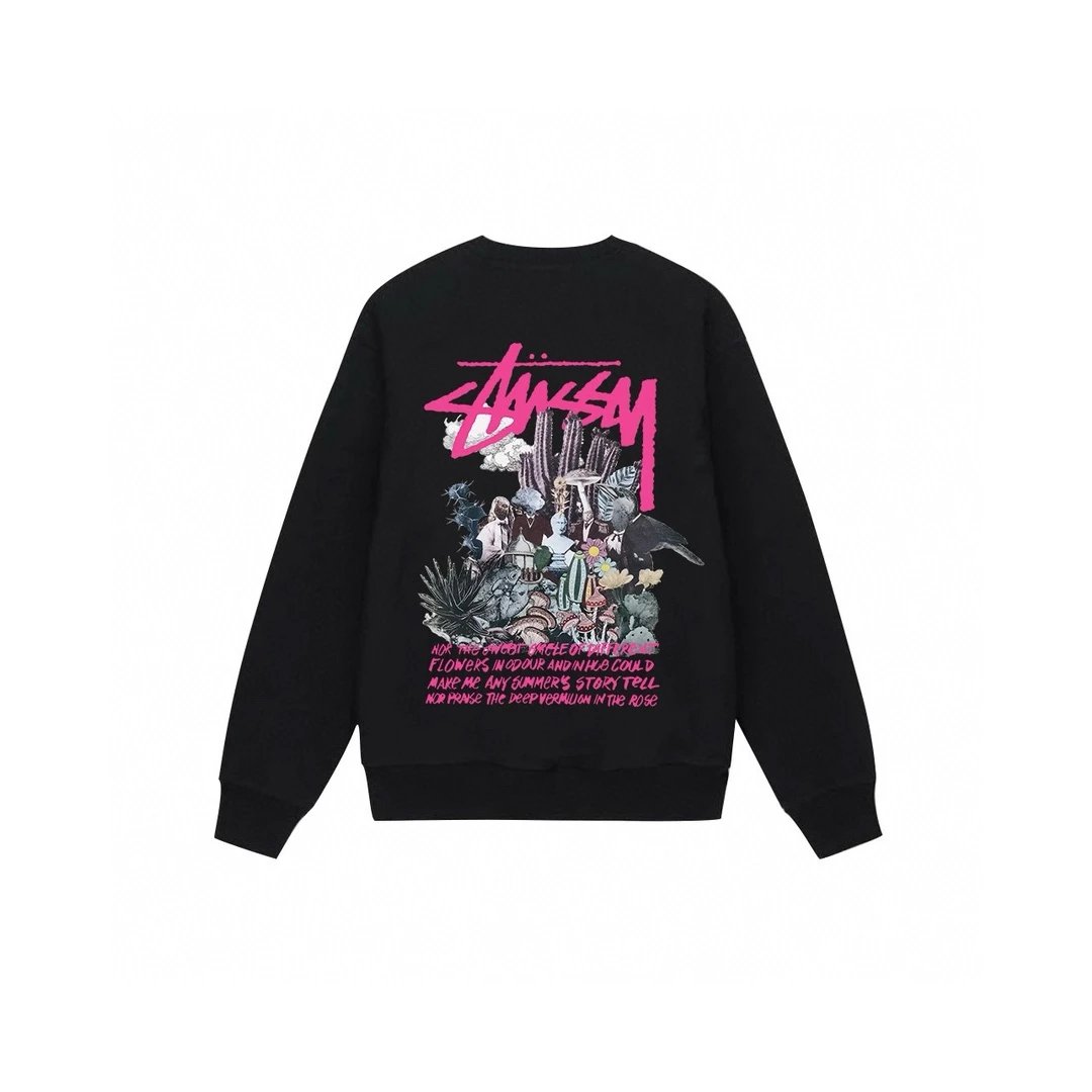 Stussy Crewneck Sweatshirt Black Hoodie - 35
