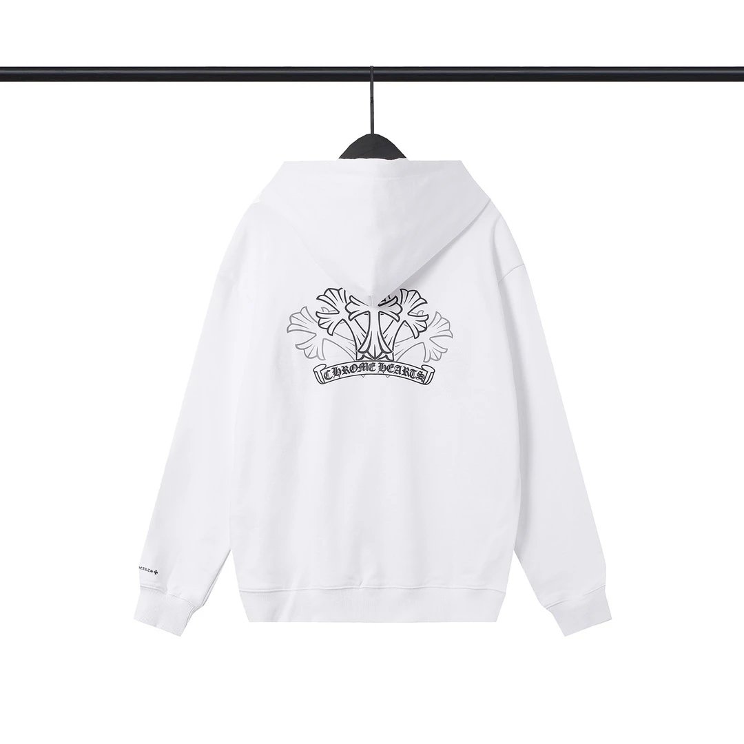 Chrome Hearts Logo Zip-Up Hoodie White - 17