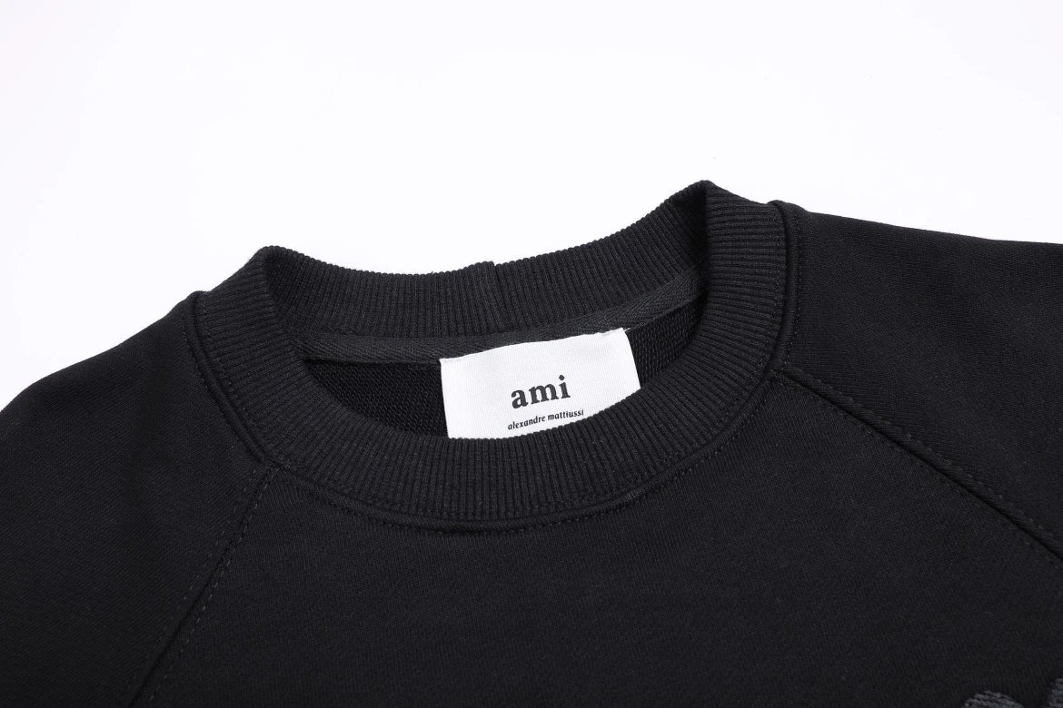 AMI Paris Heart Logo Crewneck Beige Sweater - 6