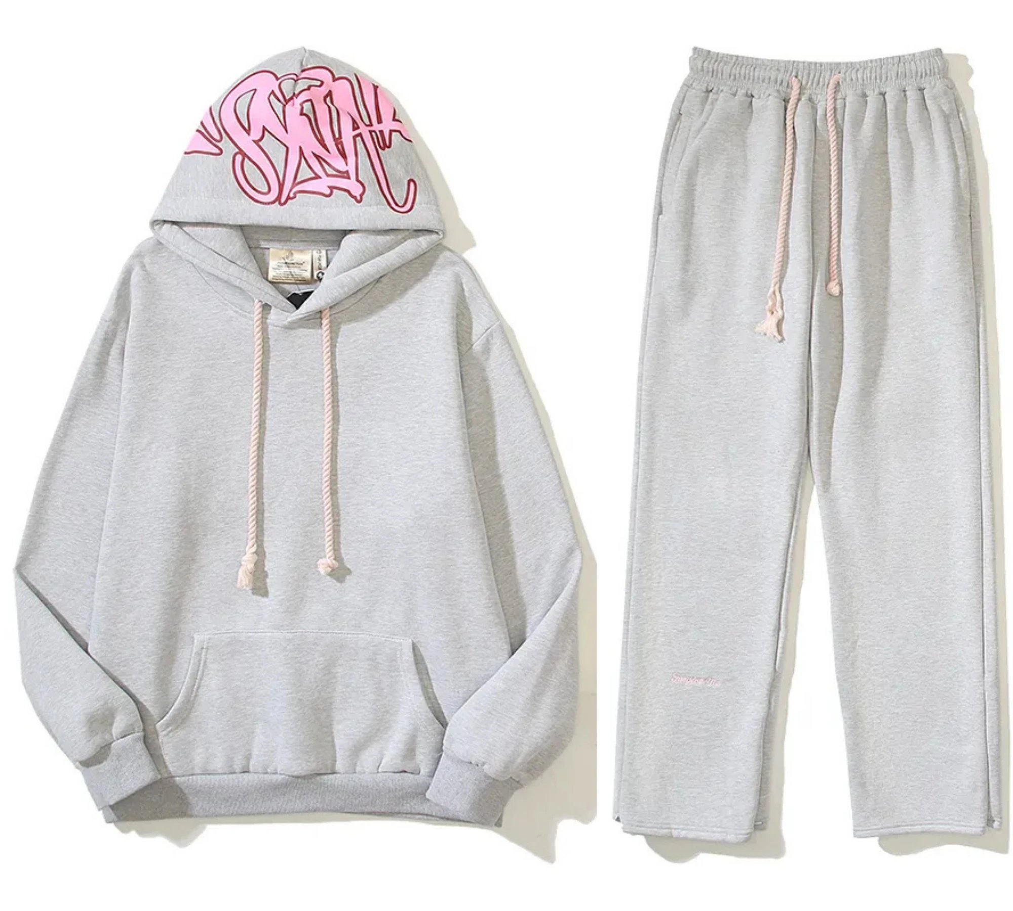 Design Graffiti Hoodie and Sweatpants Set Charcoal Gray Tracksuit - 6