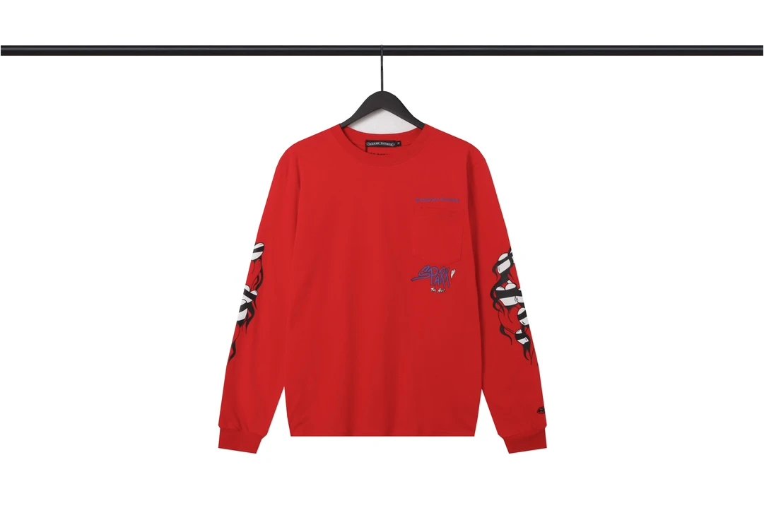 Philipp Plein Raglan Long Sleeve T-Shirt Red and White - 18