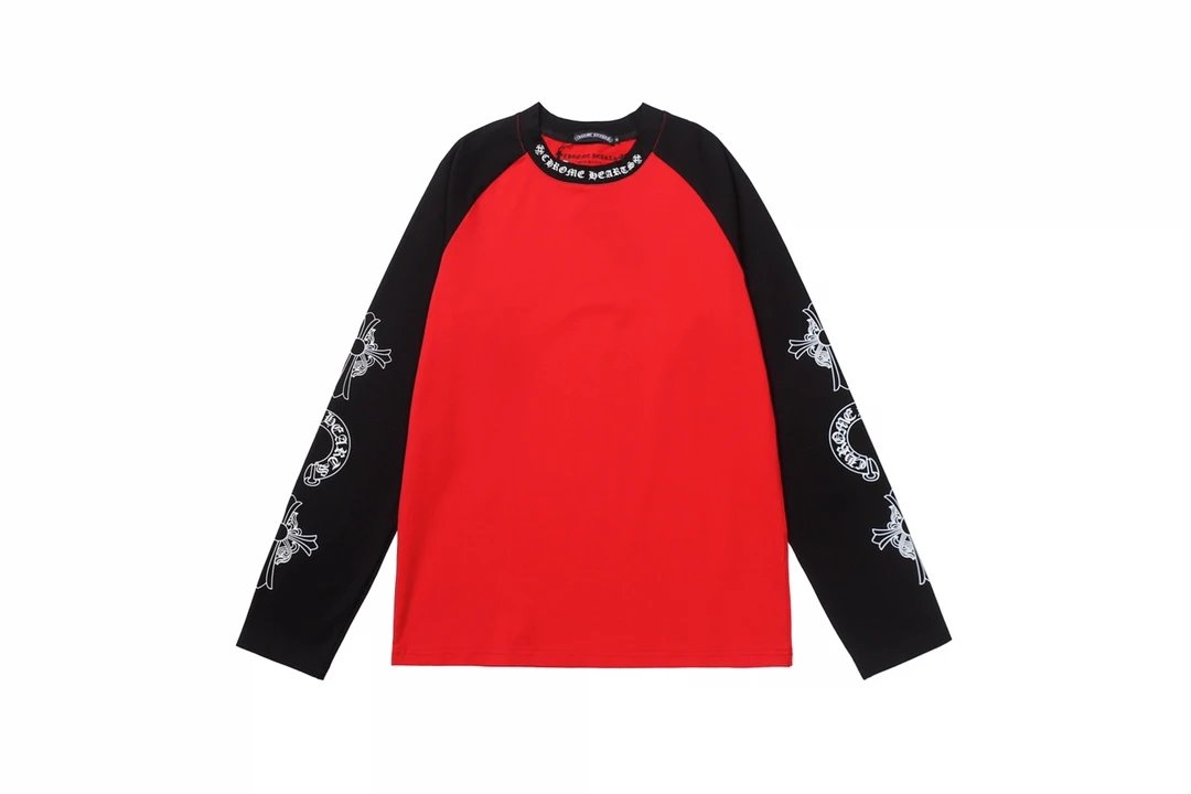 Philipp Plein Raglan Long Sleeve T-Shirt Red and White - 10