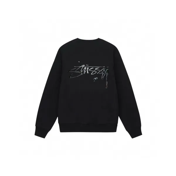Stussy Script Logo Black Hoodie - 1
