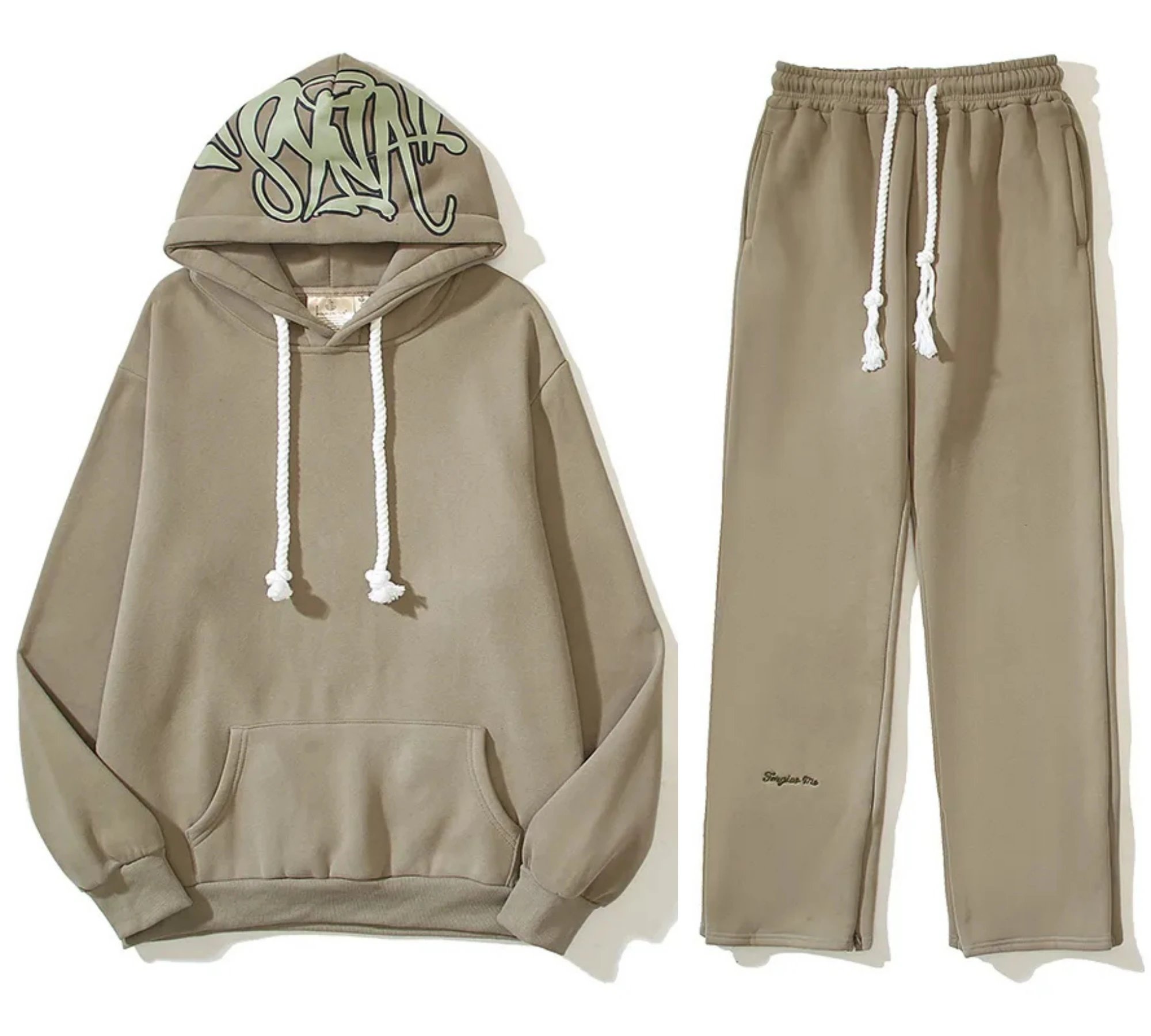 Design Graffiti Hoodie and Sweatpants Set Charcoal Gray Tracksuit - 9