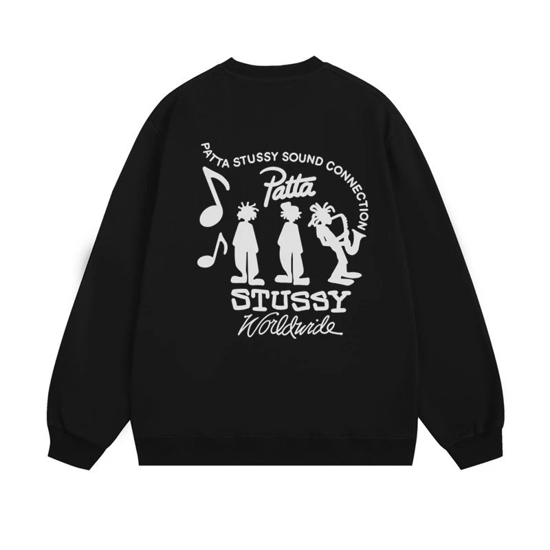 Stussy Crewneck Sweatshirt Black Hoodie - 12