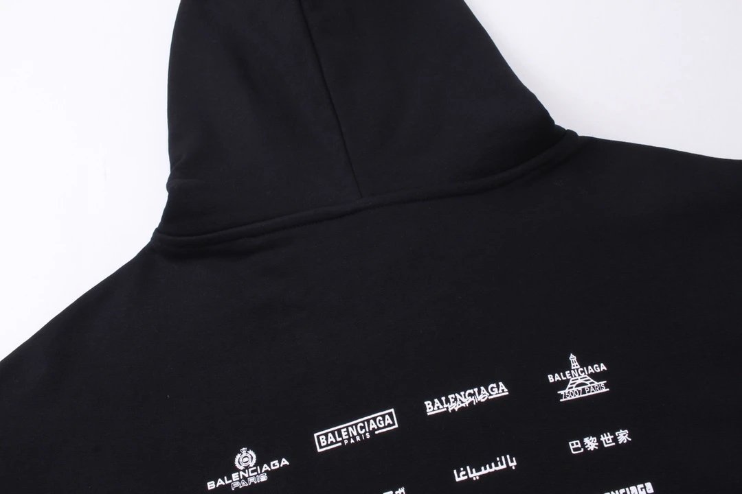 Balenciaga Logo Hoodie Black - 7