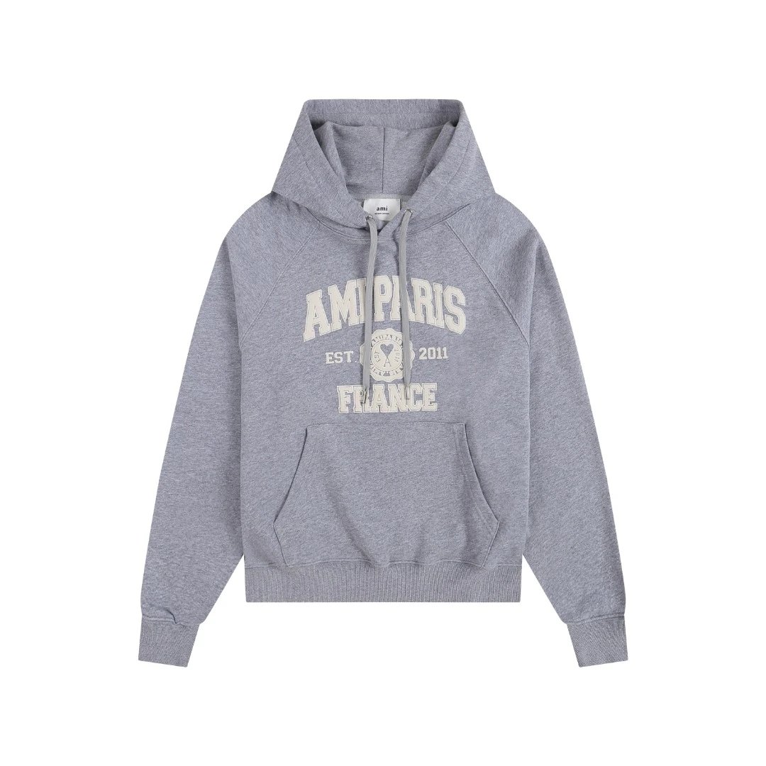 AMI Paris College Hoodie Gray - 14
