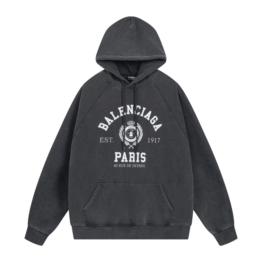 Balenciaga Authentic Jersey Apparel Hoodie Charcoal Gray Hoodie - 15