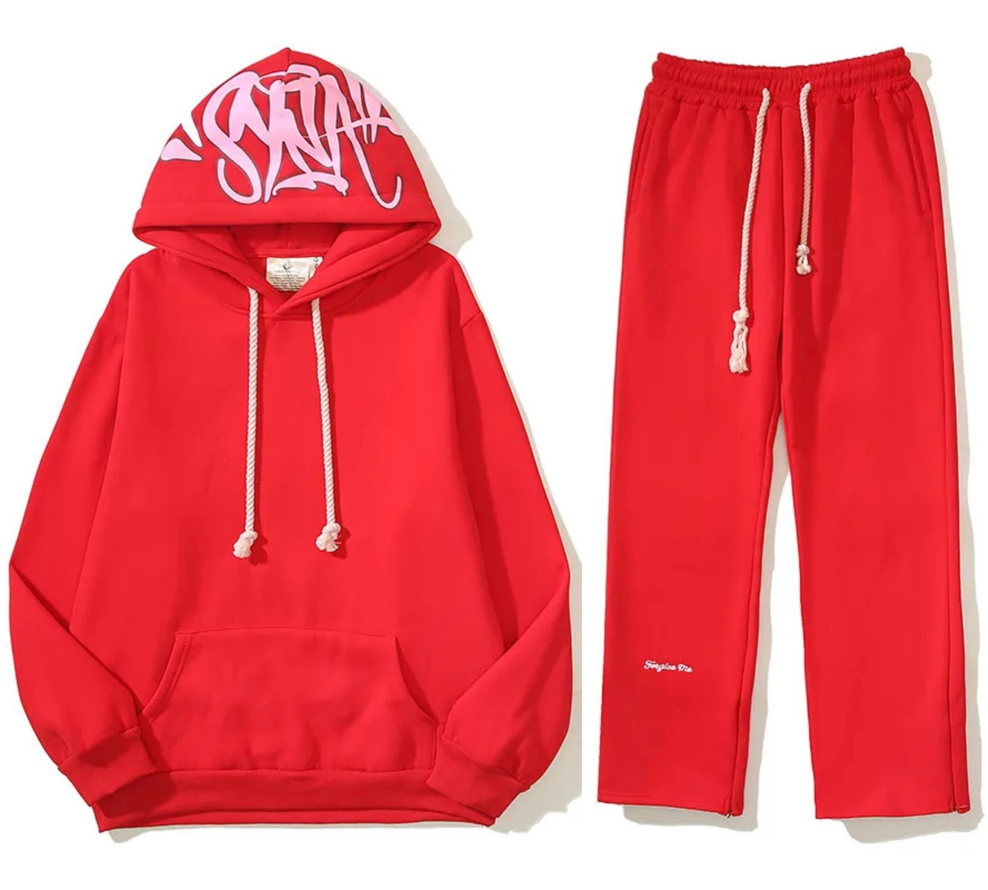 Design Graffiti Hoodie and Sweatpants Set Charcoal Gray Tracksuit - 12
