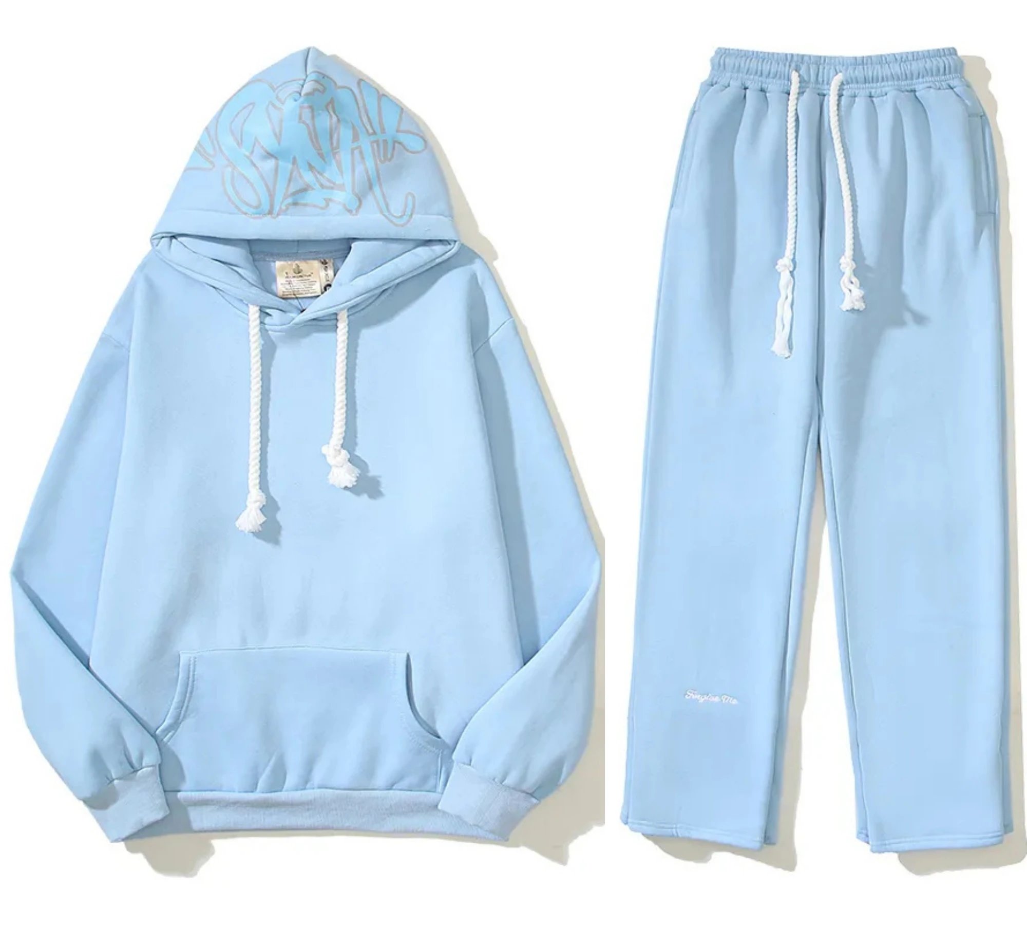 Design Graffiti Hoodie and Sweatpants Set Charcoal Gray Tracksuit - 15