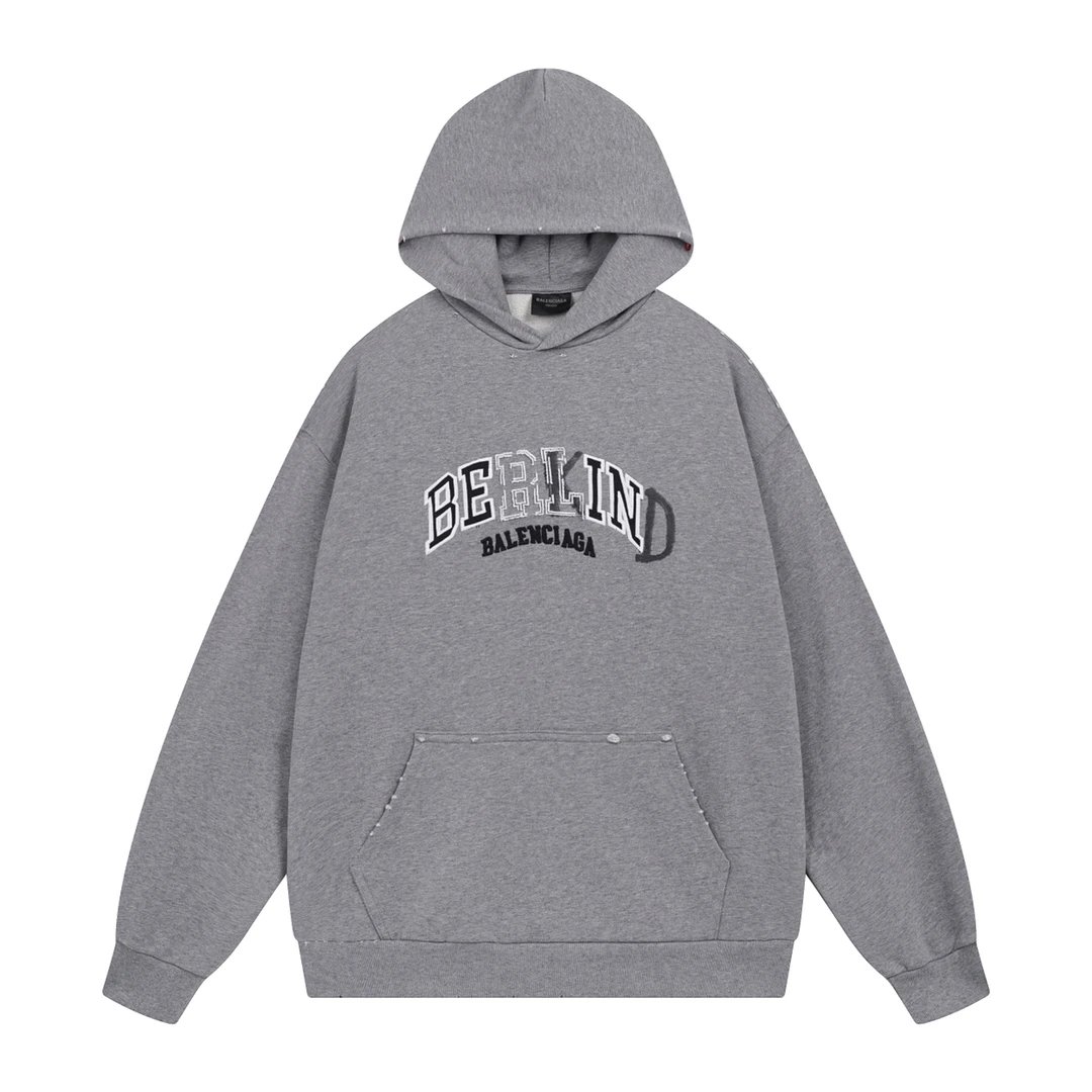 Balenciaga Authentic Jersey Apparel Hoodie Charcoal Gray Hoodie - 24