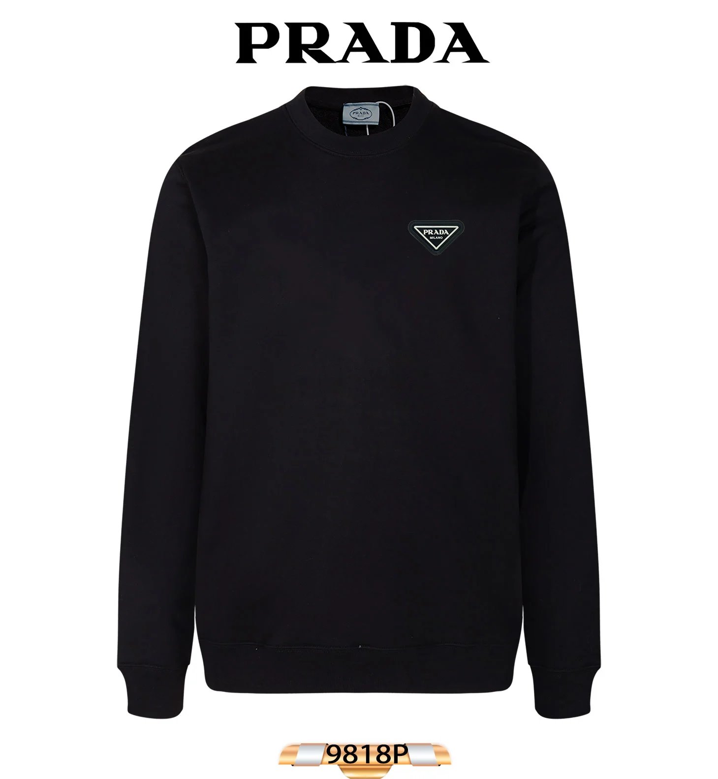 Prada Triangle Patch Black Sweatshirt Sweater - 17