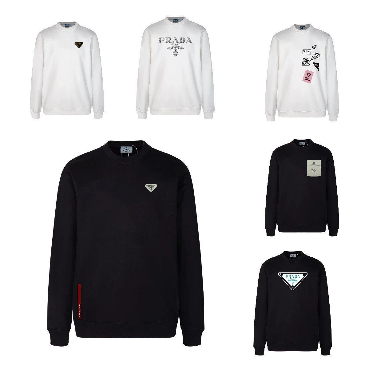 Prada Triangle Patch Black Sweatshirt Sweater - 10