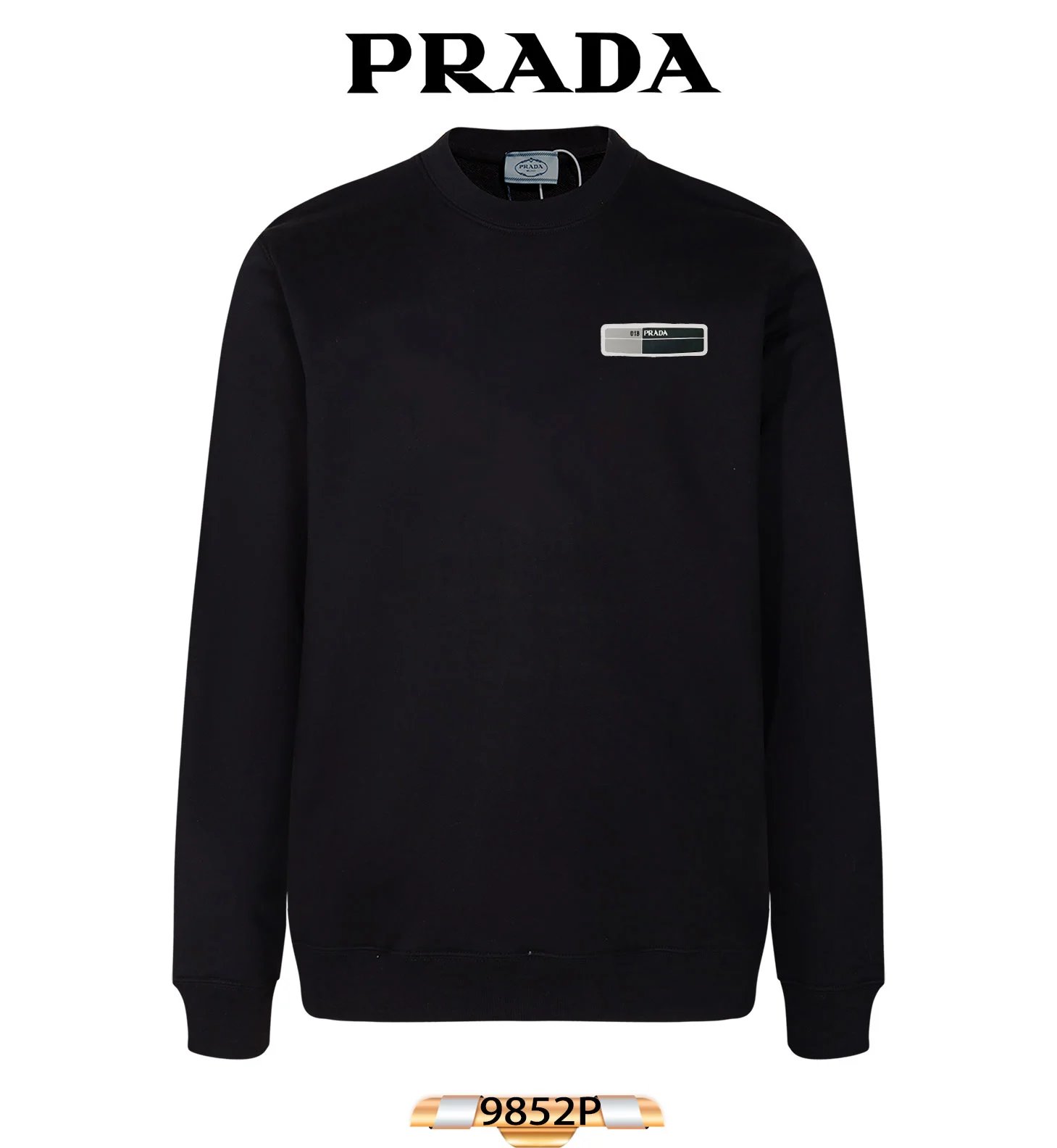 Prada Triangle Patch Black Sweatshirt Sweater - 36