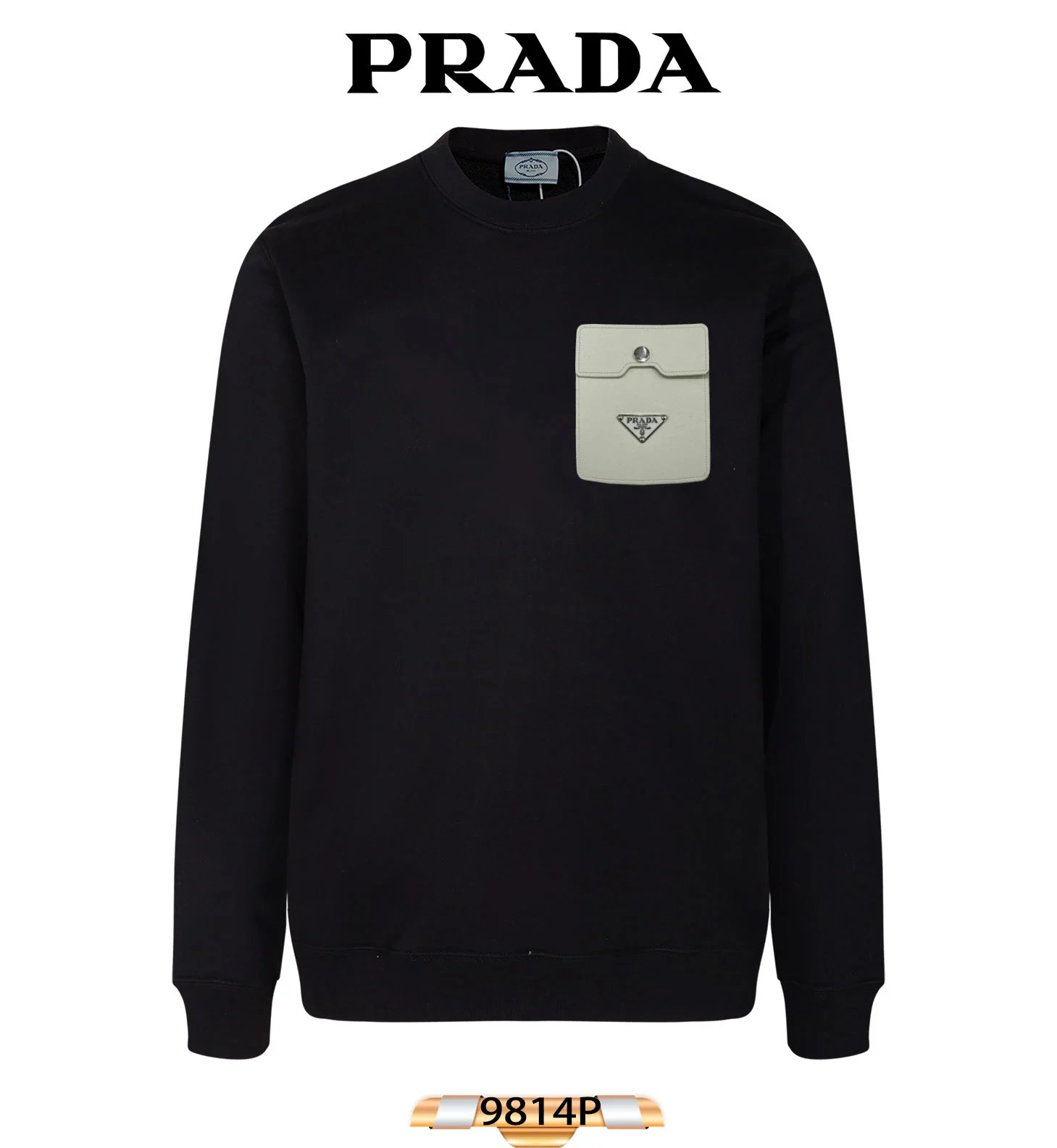 Prada Triangle Patch Black Sweatshirt Sweater - 11