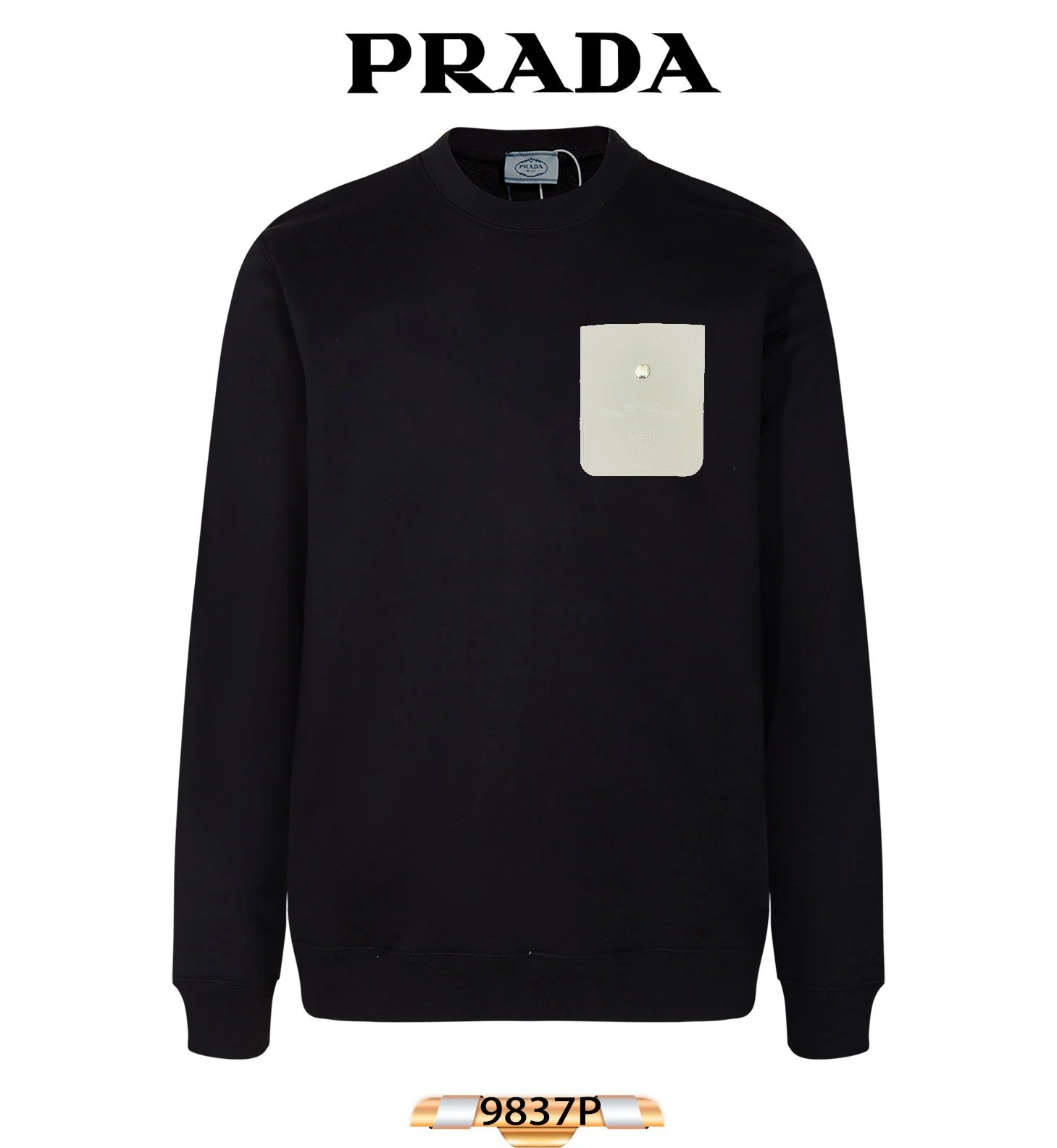 Prada Triangle Patch Black Sweatshirt Sweater - 15