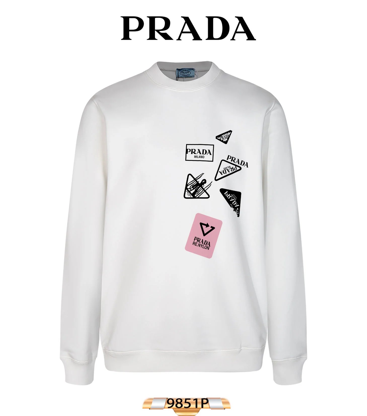 Prada Triangle Patch Black Sweatshirt Sweater - 35