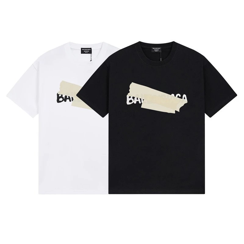 Balenciaga Logo Embroidered Multicolor Graphic T-Shirt Black - 4
